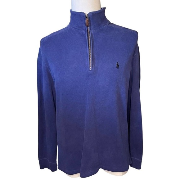 Ralph Lauren Polo Men’s Quarter Zip 100% Cotton Pullover Sweater Purple Large - Picture 1 of 8